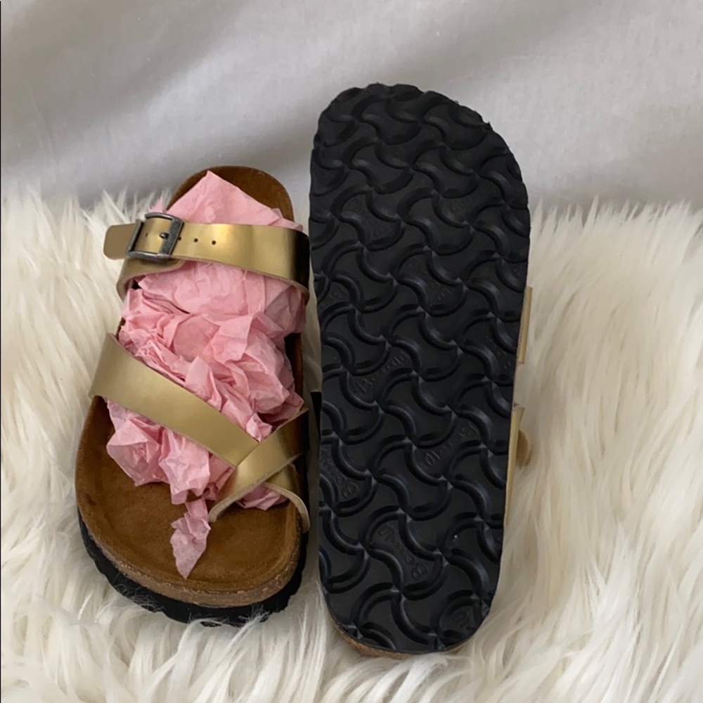 Gold slip on sandals